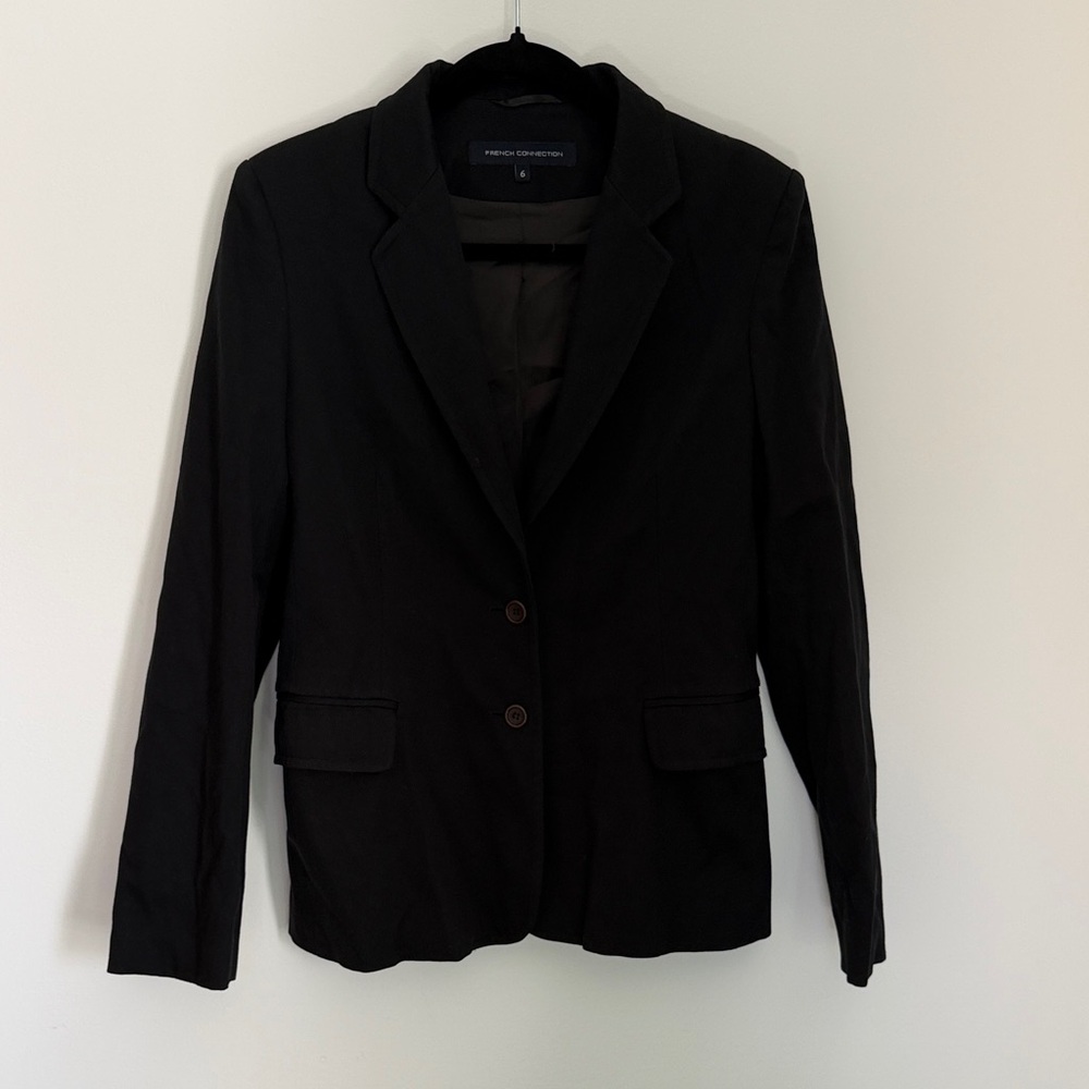 French Connection Black Two-Button Tailored Blazer